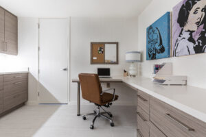 home office doubles as a sewing area